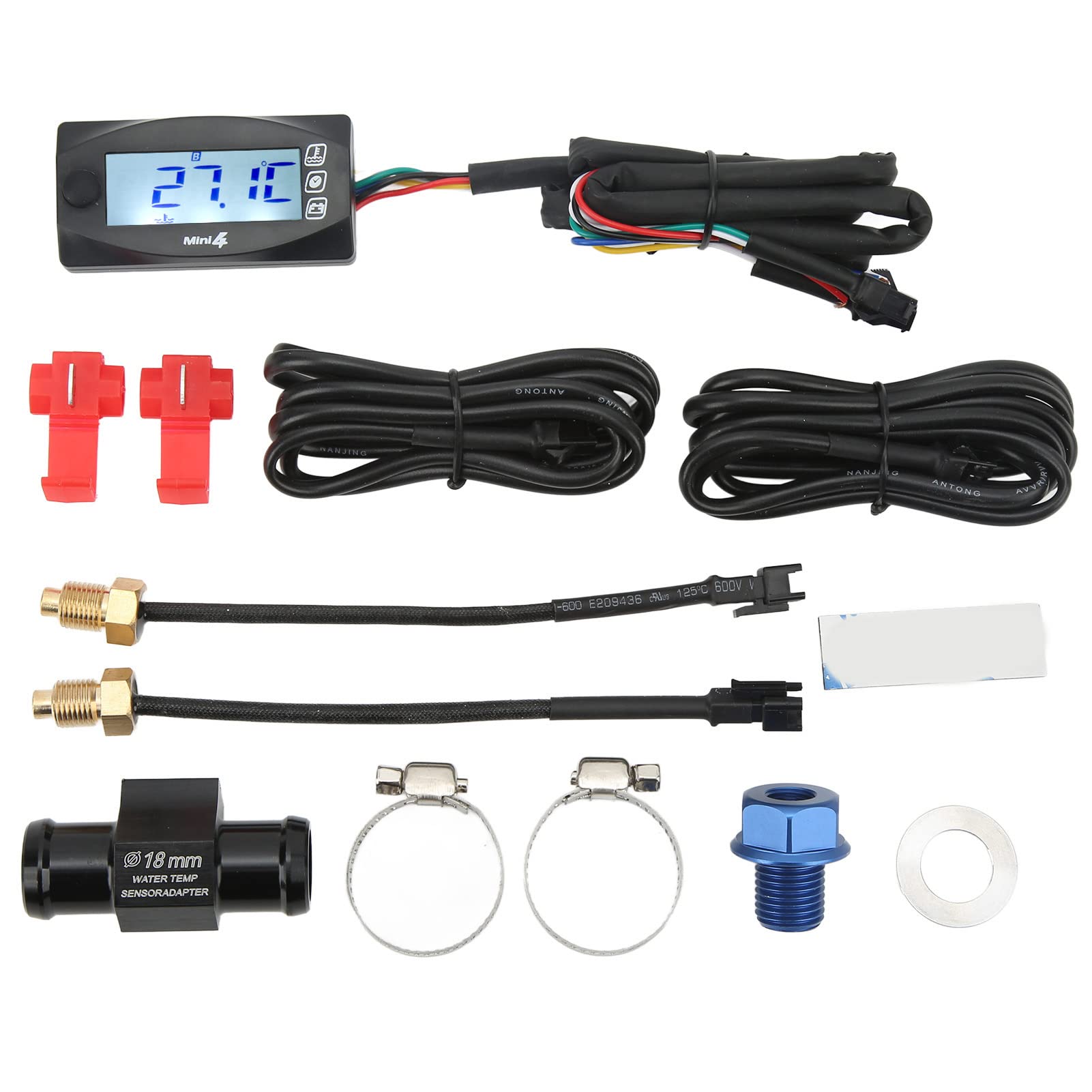 Termometro Digitale LCD, Misuratore di Tensione con Display Digitale Facile Installazione Impermeabile per Moto (14 * 1,5)