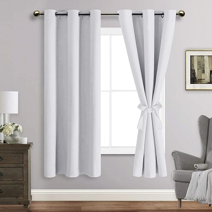 JIUZHEN Blackout Curtains with Tiebacks for Bedroom, Light Blocking and