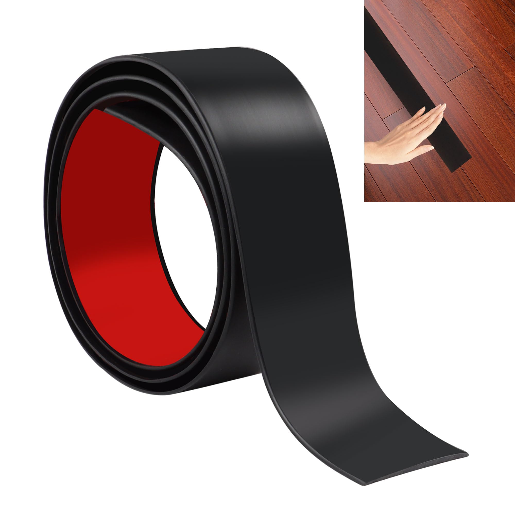 JUNART 100cm×5cm Laminate Flooring Threshold Transition Strip, Self Adhesive Vinyl Floor Strip, Tiles or Carpet Edge Transition Trim(Black)
