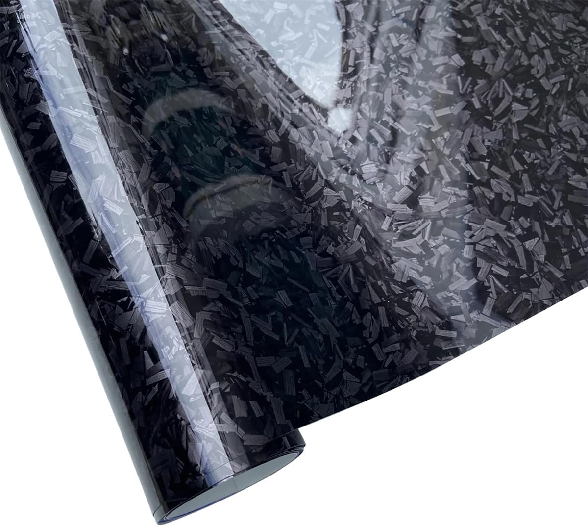 Queenbox 1.6ft x 5ft Forged Carbon Fiber Car Vinyl Wrap Roll Self Adhesive Auto Sticker DIY Film Sheet, Glossy Black