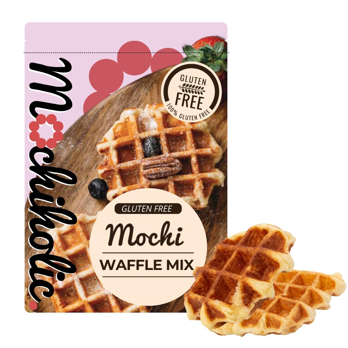 Mochiholic Waffle Mochi Mix Original Recipe - Rice Flour, Gluten-Free with Low Calories and Sugar - Essential Nutrients - 12 oz Healthy Daily Snacks (Pack of 1)