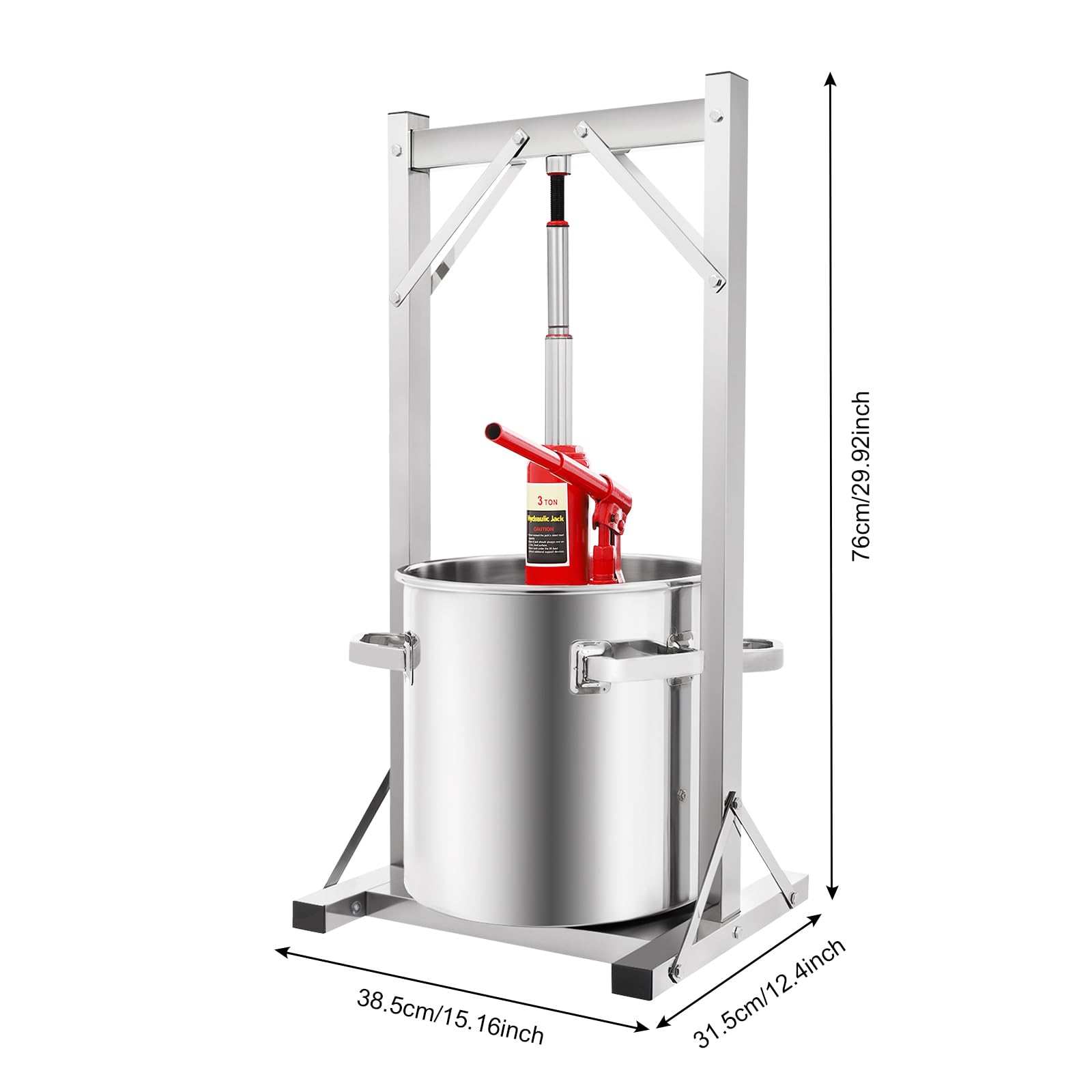 CRYBY 22L/5.8Gal Fruit Wine Press Machine, Stainless Steel Cheese Tincture Herb Fruit Wine Presser Manual Juice Maker with Hydraulic Jack & Sanitary Tray, Vegetables Honey Olive Oil Making Press