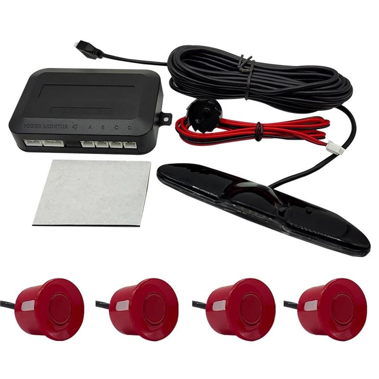 Radar De Recul Voiture Kit D'affichage De Moniteur De Rétroéclairage De Capteur De Stationnement Assistant Détecteur De Secours 4 Sondes Inverse ArrièRe Capteurs Kit(Rouge)