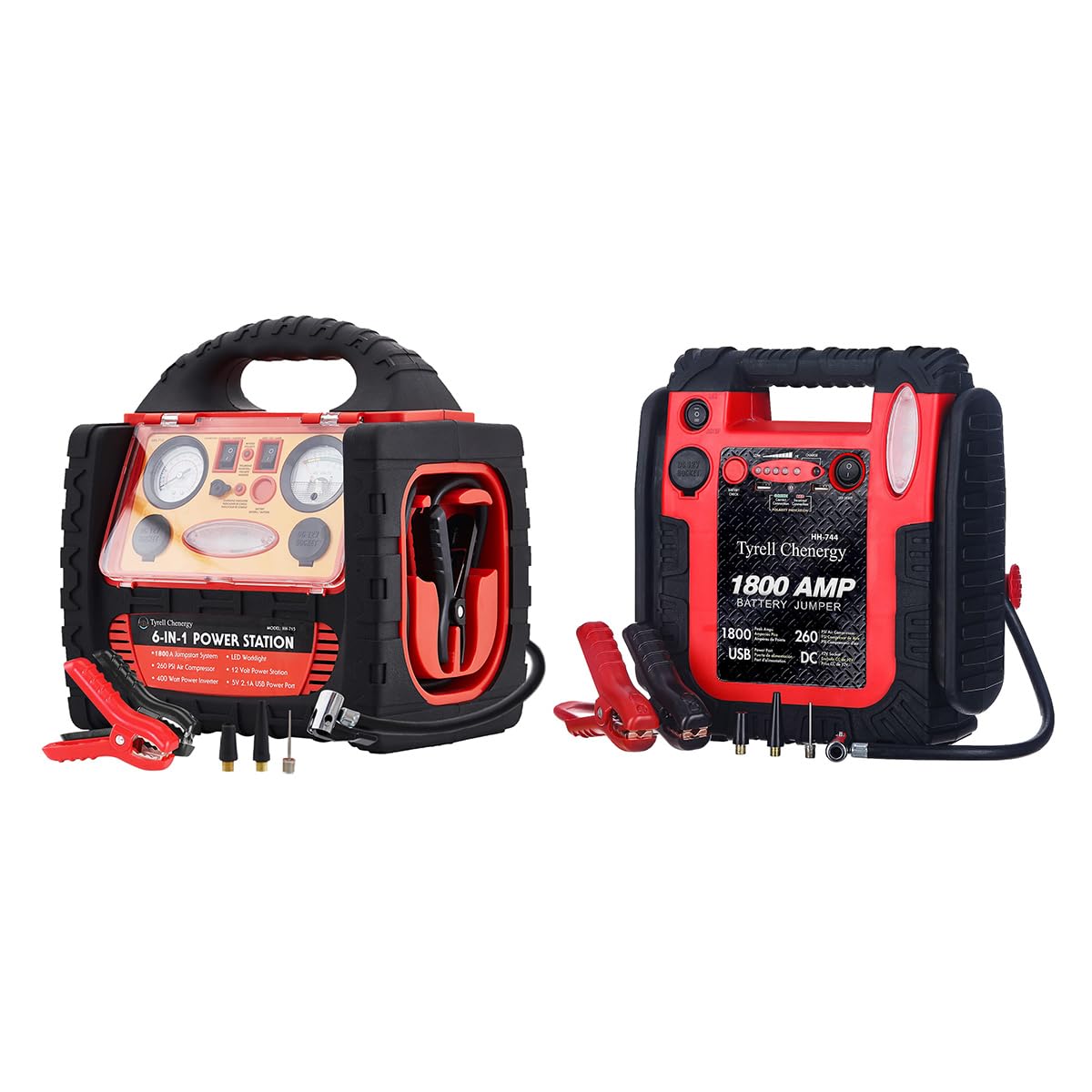 1800 Peak Amp Portable Power Station Jump Starter 20000mAh Car Battery Jump Starter 260PSI Tire Inflator HH715 HH744