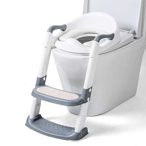 TYOPRWO Asiento de entrenamiento para ir al baño con escalera para niños pequeños, inodoro plegable para entrenamiento de orinal para niños, cojín