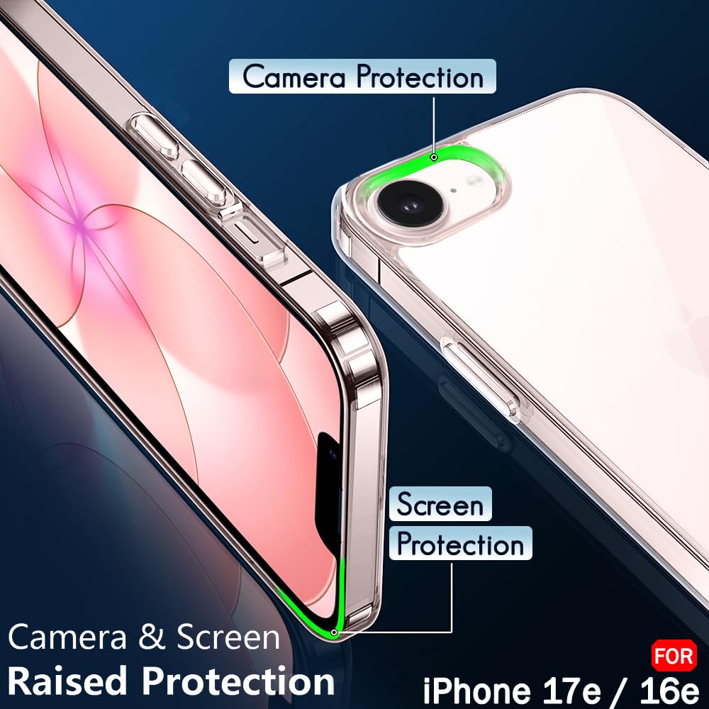 TheGiftKart for iPhone 16e / iPhone 17e Case, Clear Hard Back Cover, Ultra-Hybrid Shockproof Back Cover Case with Camera & Screen Protection (PC & TPU, Transparent) — Amazon image 3