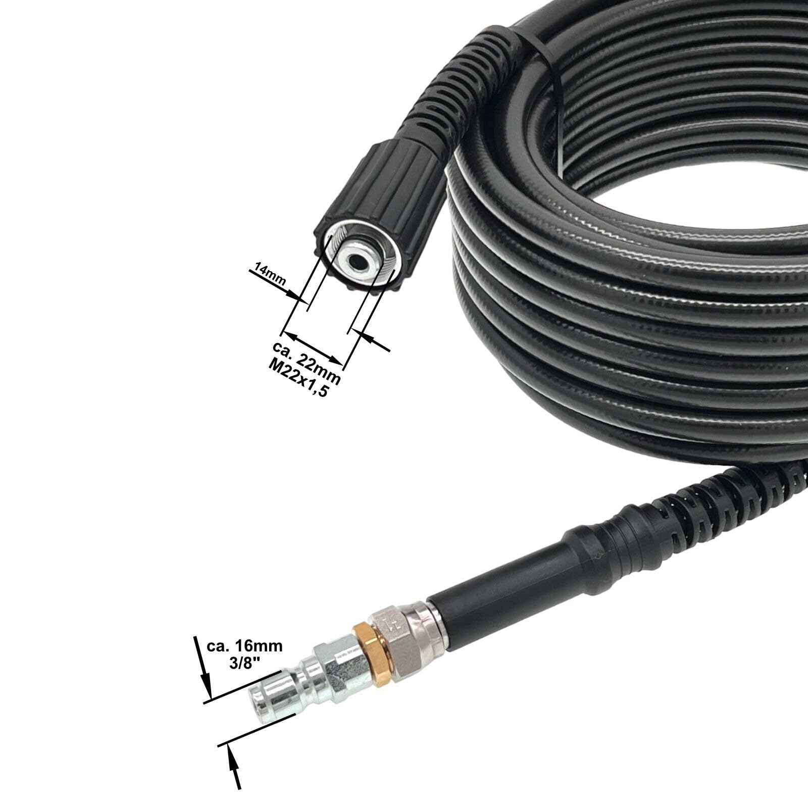 M&M Smartek tubo alta pressione 10 m M22 IG 3/8, per KEW/Nilfisk | Tubo rinforzato alta pressione con protezione antipiega; controllare raccordi, pressione, temperatura e apparecchio.