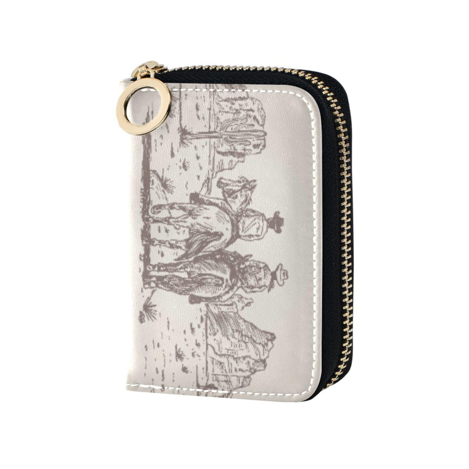 NCRJCZQL Western Desert Cowboy RFID Credit Card Holder Wallets Accordion for Women Leather Zipper Card Case Accordion Wallet for Ladies Girls