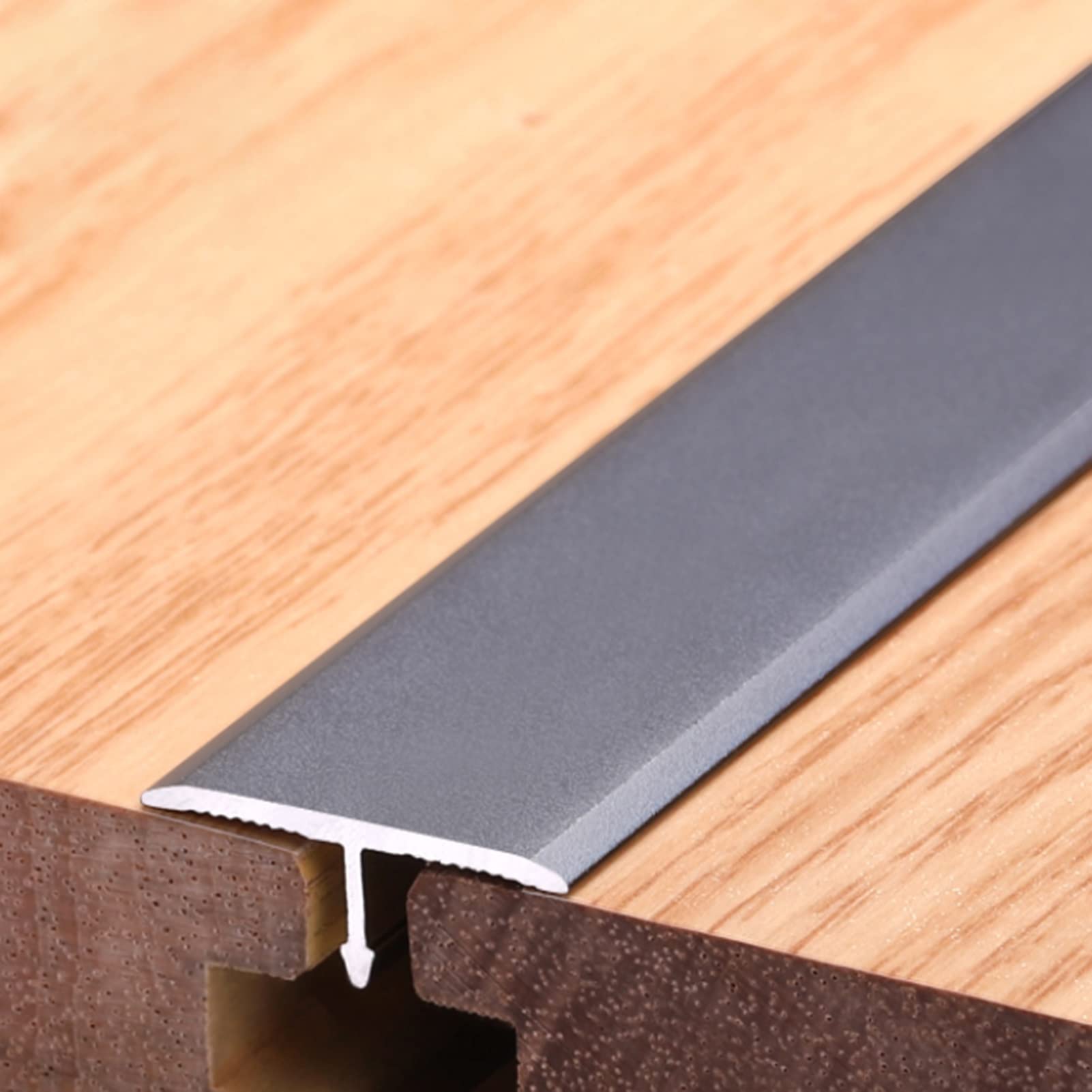 Remys Gray Stairs Office,Metal Floor Seams Transition Strips, Durable Laminate Floor Transition Strip, Wood To Hardwood Floor Edging Trim Strip(,145Cm/57In)