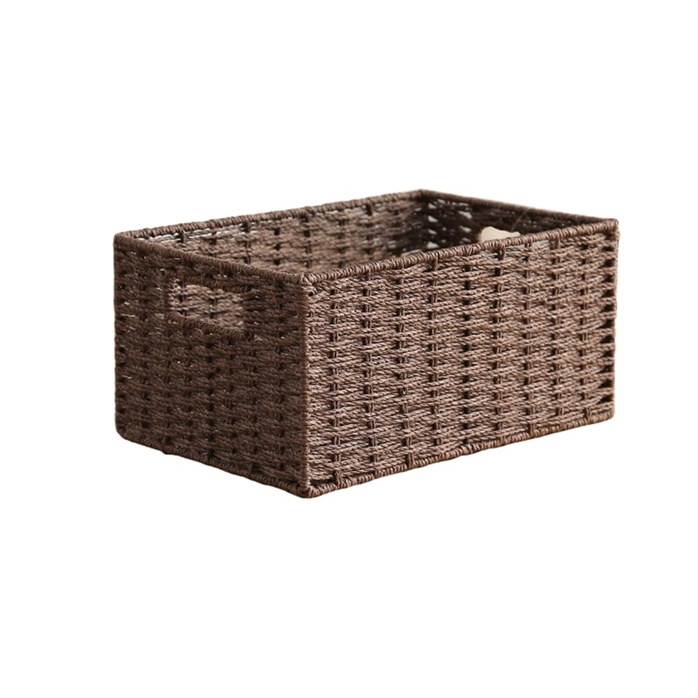 CTRLZS Woven Storage Basket Basket with Built-in Handle Paper Rope Basket Brown