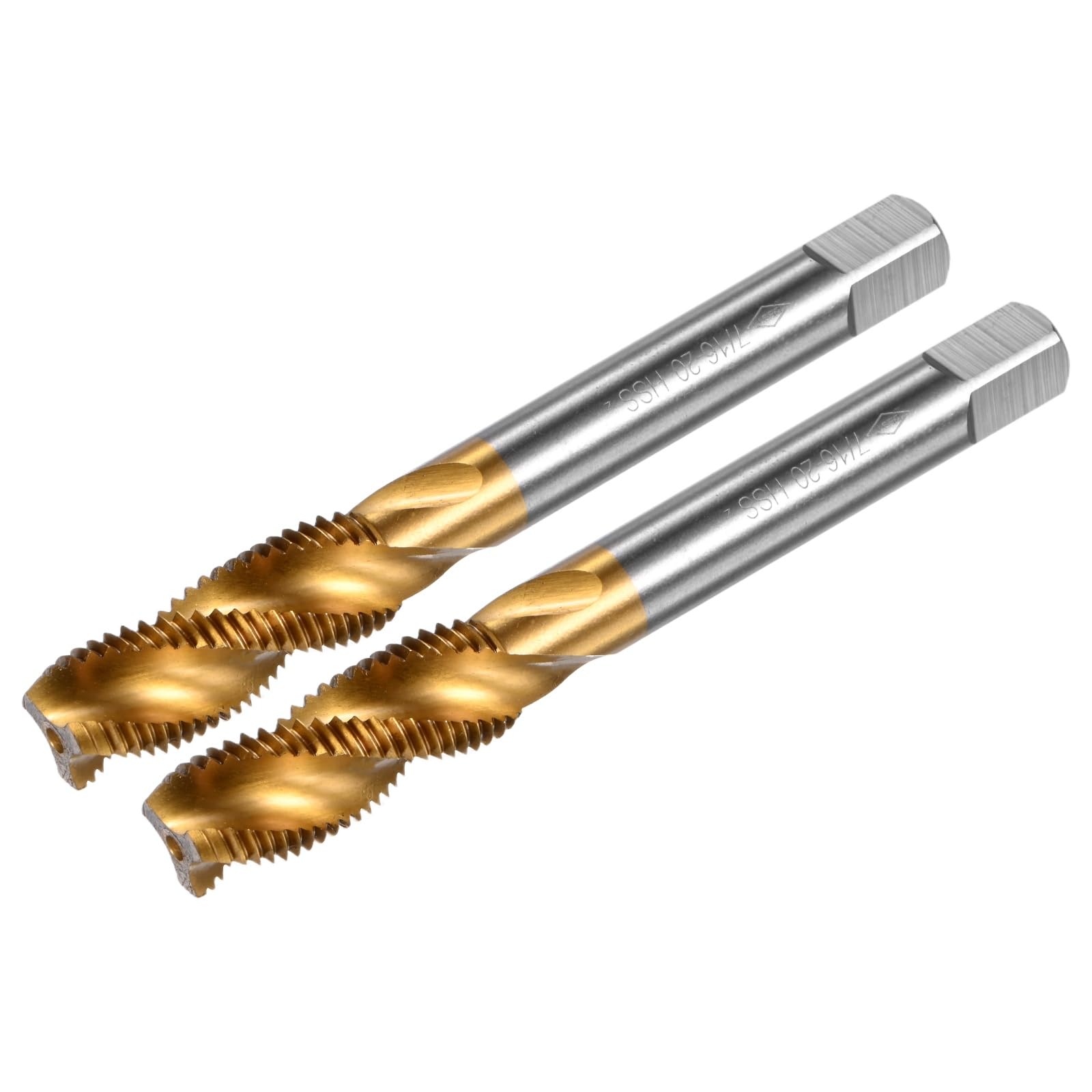 M METERXITY 2-Pack 7/16-20 UNC Spiral Flute Thread Tap, HSS Titanium Coated Right Hand Threading Tap Screw for Drilling/Milling Machines/CNC Machine Tools, Tapping Tool