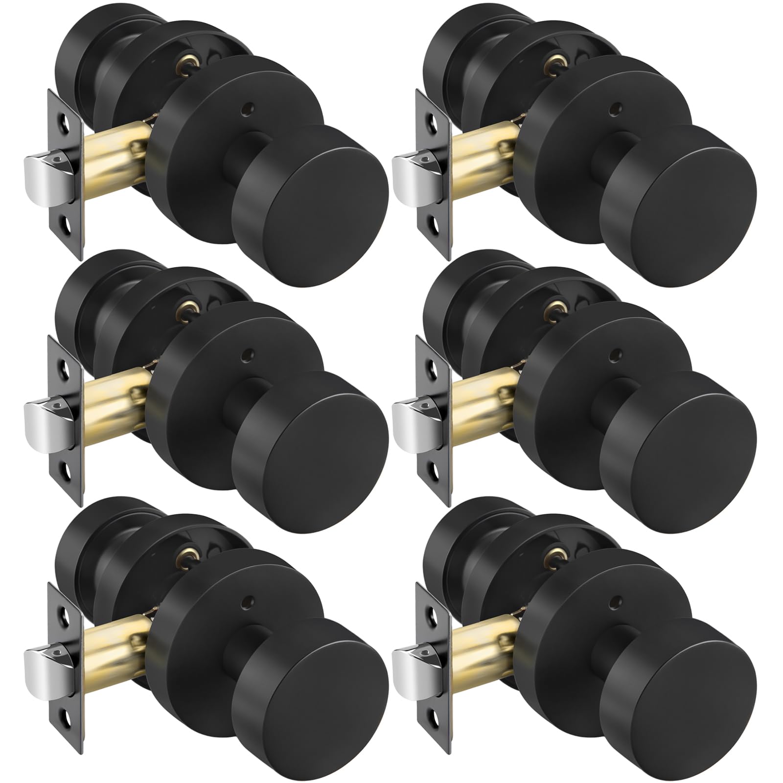 Photo 1 of Goldenwarm Black Door Knobs Interior, Zinc Alloy Round Ball Matte Black Privacy Door Knobs for Bedroom, Bathroom,Heavy Duty Interior Doorknobs Bulk - Modern & Stylish(6 Pack)