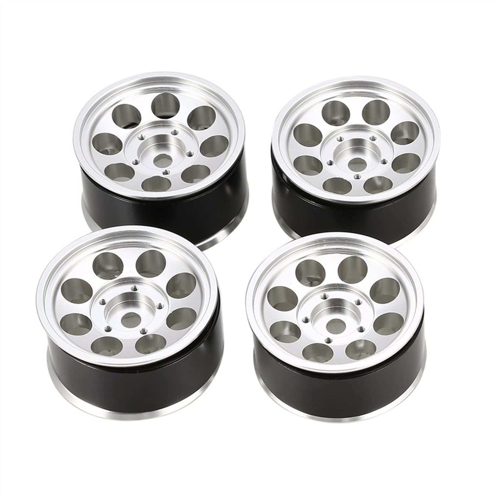 generic 4PCS 1.55 Inch RC Car Aluminum Alloy Wheel Rim Fit For RC Crawler Car TF2 Tamiya CC01 LC70 LC80 MST JIMNY Axial AX90069 (Color : Sliver)