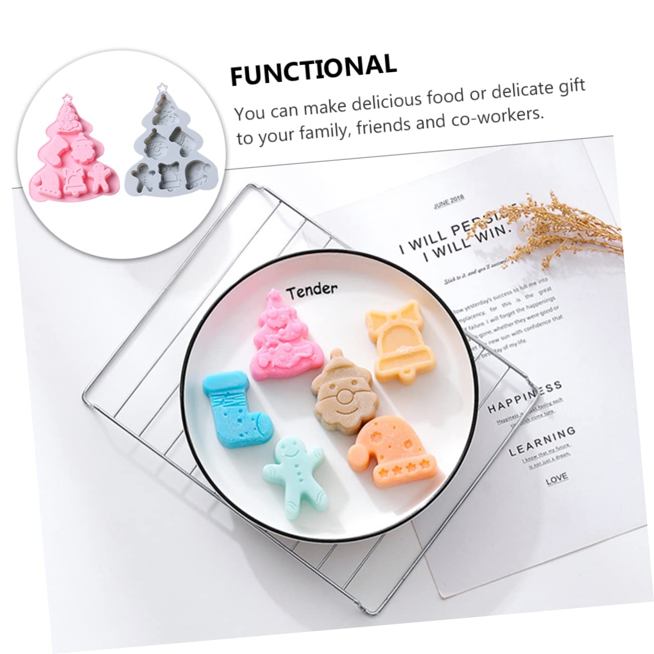 MAGICLULU 6pezzi Stampo Per Torte Di Natale Design Albero Di Natale Mold Flessibile Per Dolci Biscotti e Saponi Fatti Mano Colori