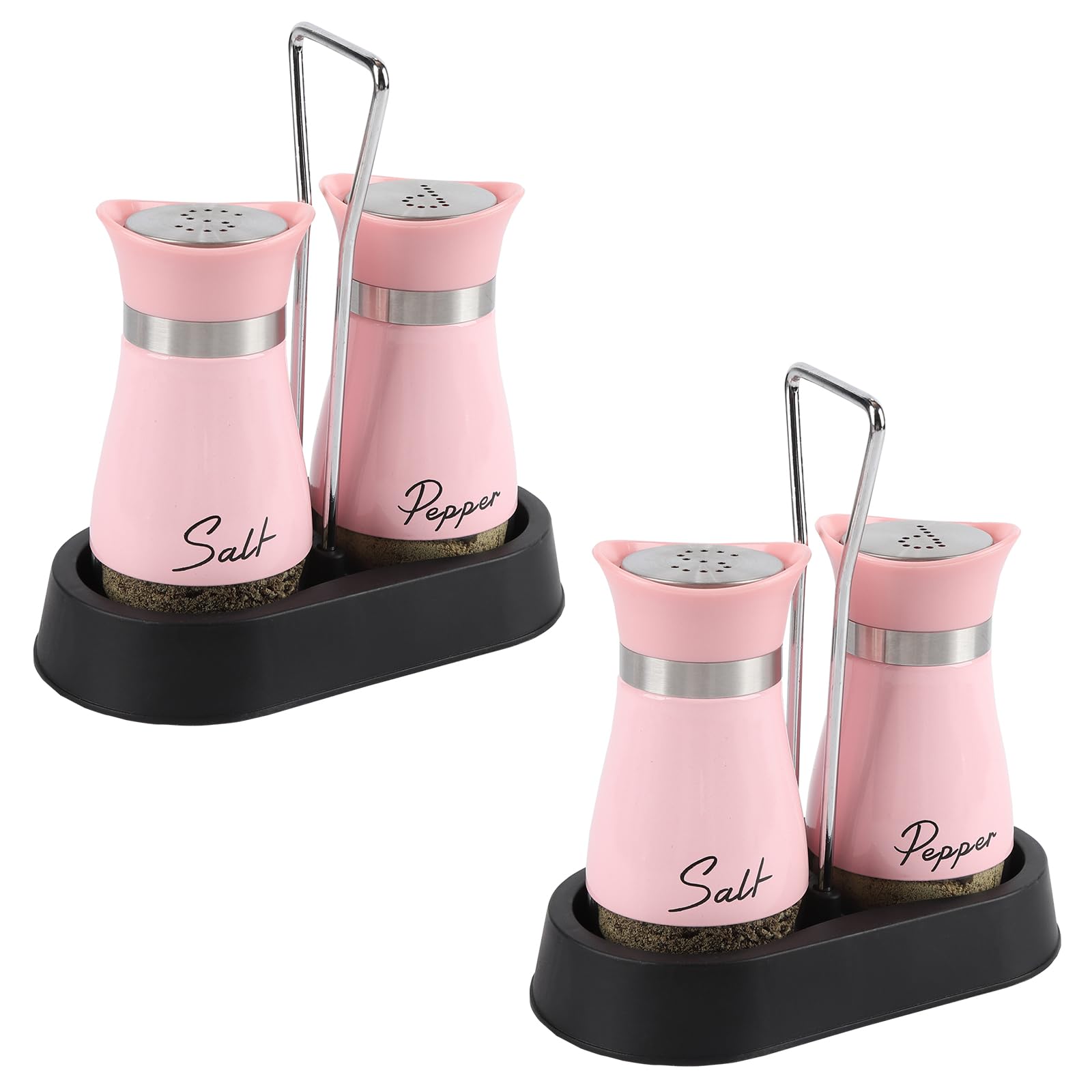 HZPZPP Salz- und Pfefferstreuer Set, Rosa, 4 Stück, Glas