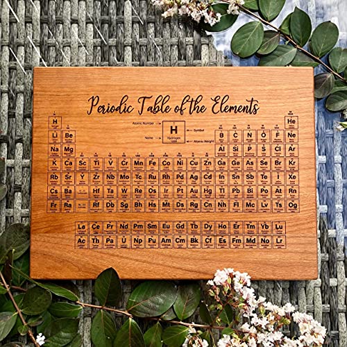 Tabla de cortar rectangular de madera de cerezo con grabado de la Tabla Periódica, 9x12 pulgadas miniatura 4