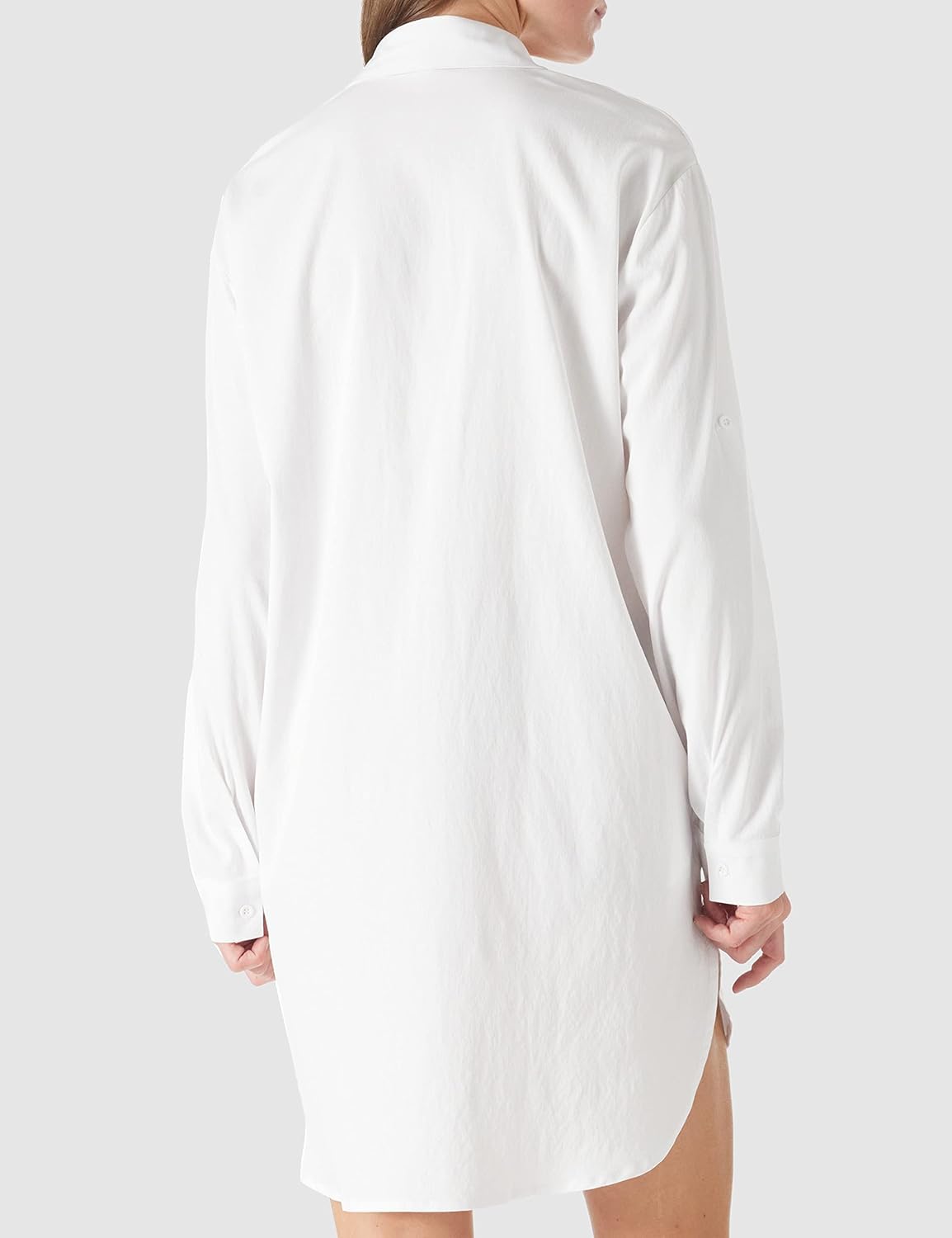 Women's Casual Cuffed Long Sleeve Button Down Shirt Dress Plus Size V Neck Tunic Blouses Tops with Pockets - Image 4