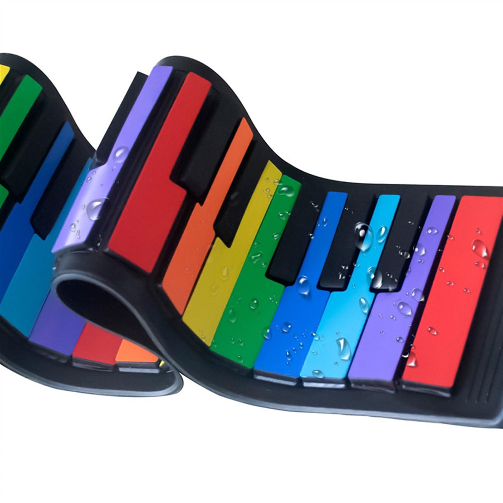 Elektronische Tastatur Für Erwachsene Buntes Handgerolltes Klavier 49-Tasten Regenbogen-Klappklavier Tragbares Rollpiano Elektronisches Einsteiger-Keyboard