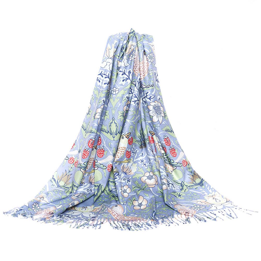 Grey Pashmina Scarf Shawl Wrap Womens Signare William Morris Strawberry Thief