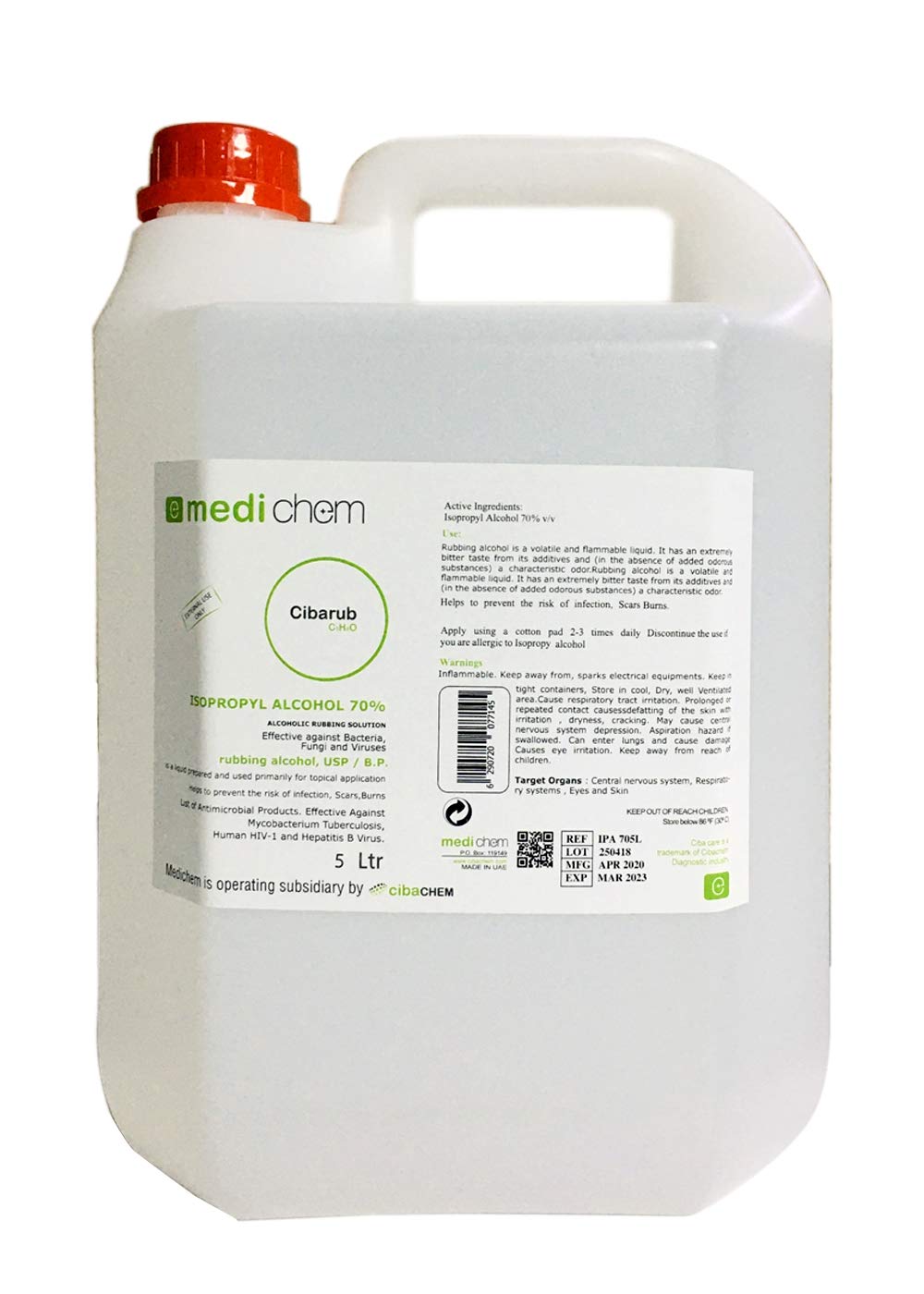 Alcohol Isopropyl 70% Solution 5L