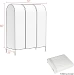 Zilink 50" Garment Rack Cover - Dustproof Breathable Clothes Protector with 2 Durable Zippers, Garment bags for Garment Racks & Clothing Storage,White,(Rack Not Included)