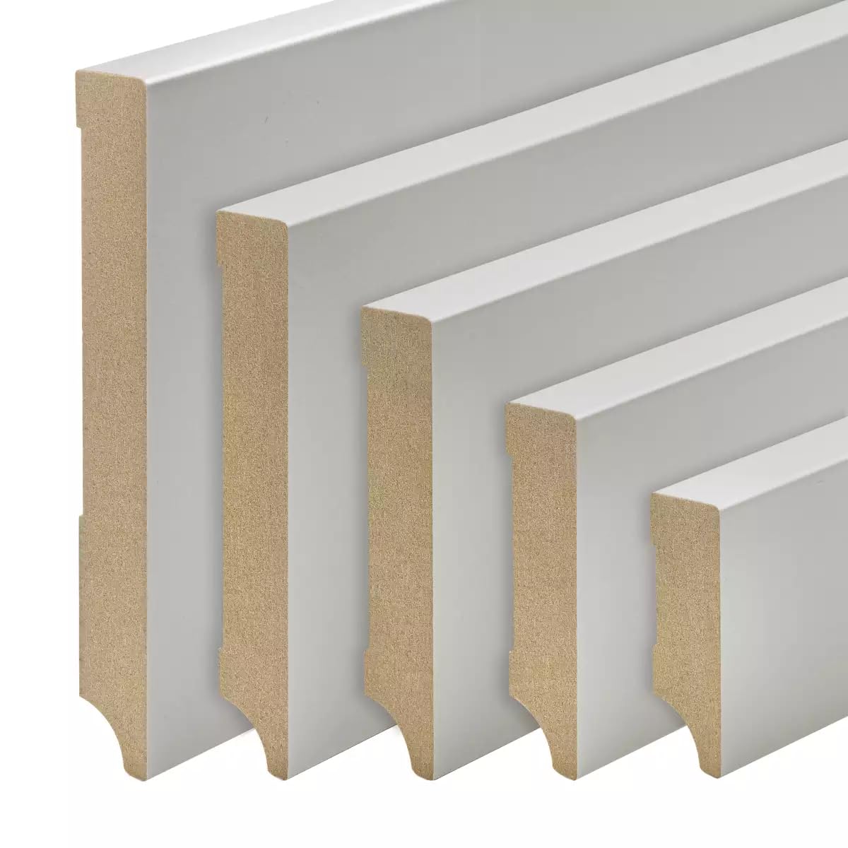 Sockelleisten Hellgrau Weimar Profil MDF Folie 60/80/100mm [SPARPAKET] 60mm - 20 Stück / 46lfm