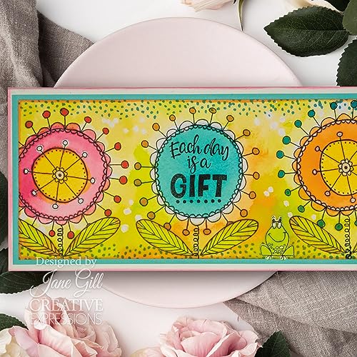 Woodware Jane Gill-Petal Doodles Stamp set-It's A Gift, 4 x 6 inches, Clear - Image 4