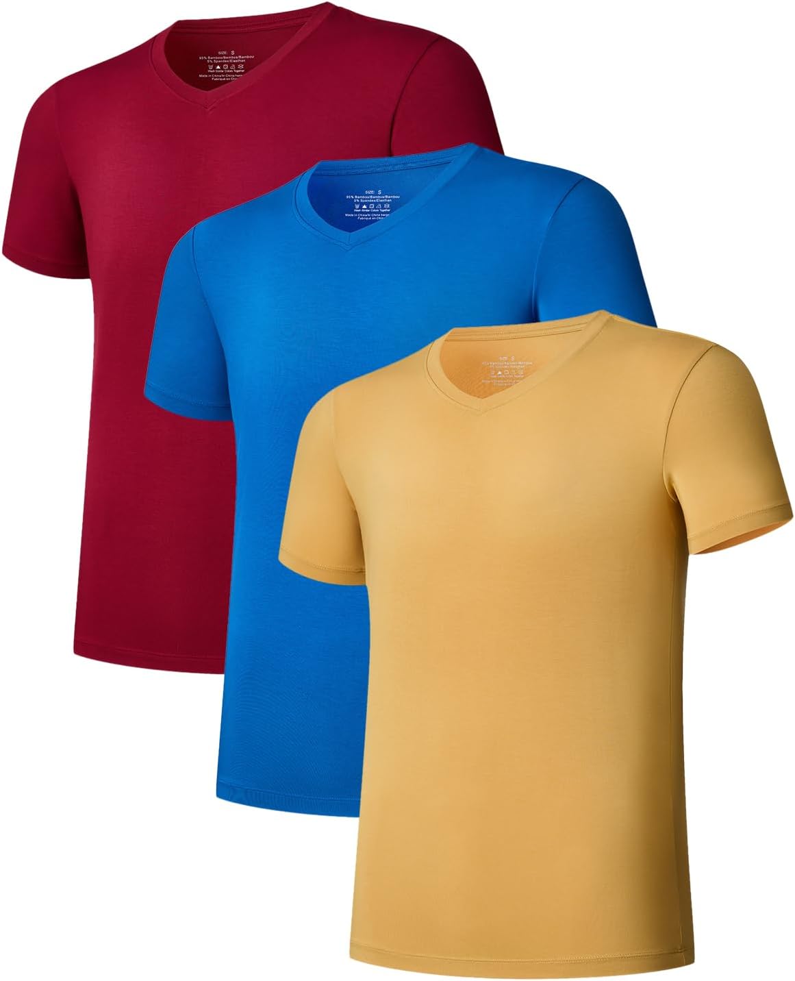 CF Men's Undershirts Rayon V Neck Shirts for Men Moisture Wicking T-Shirt Cooling Tee Shirts 3/5 Pack