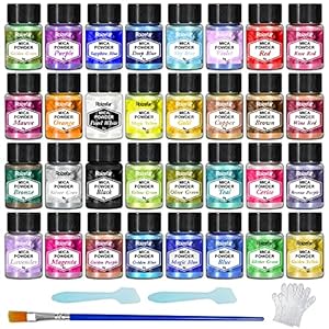 Mica poeder – 32 kleuren epoxyhars pigment, natuurlijke zeepkleurstof, metallic poederkleurstof voor het maken van…