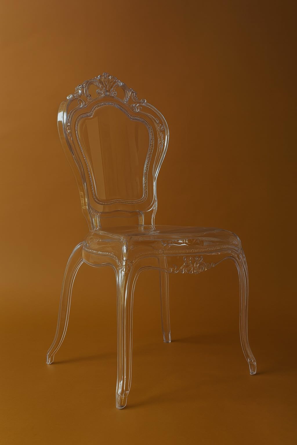 Biscottini Sedie in Policarbonato Trasparente - Sedia Cucina Soggiorno 53x50x97,5 cm - Poltrone Barocche Sala da Pranzo Camera da Letto - Poltrona in Plastica da Esterno Moderna Cerimonie