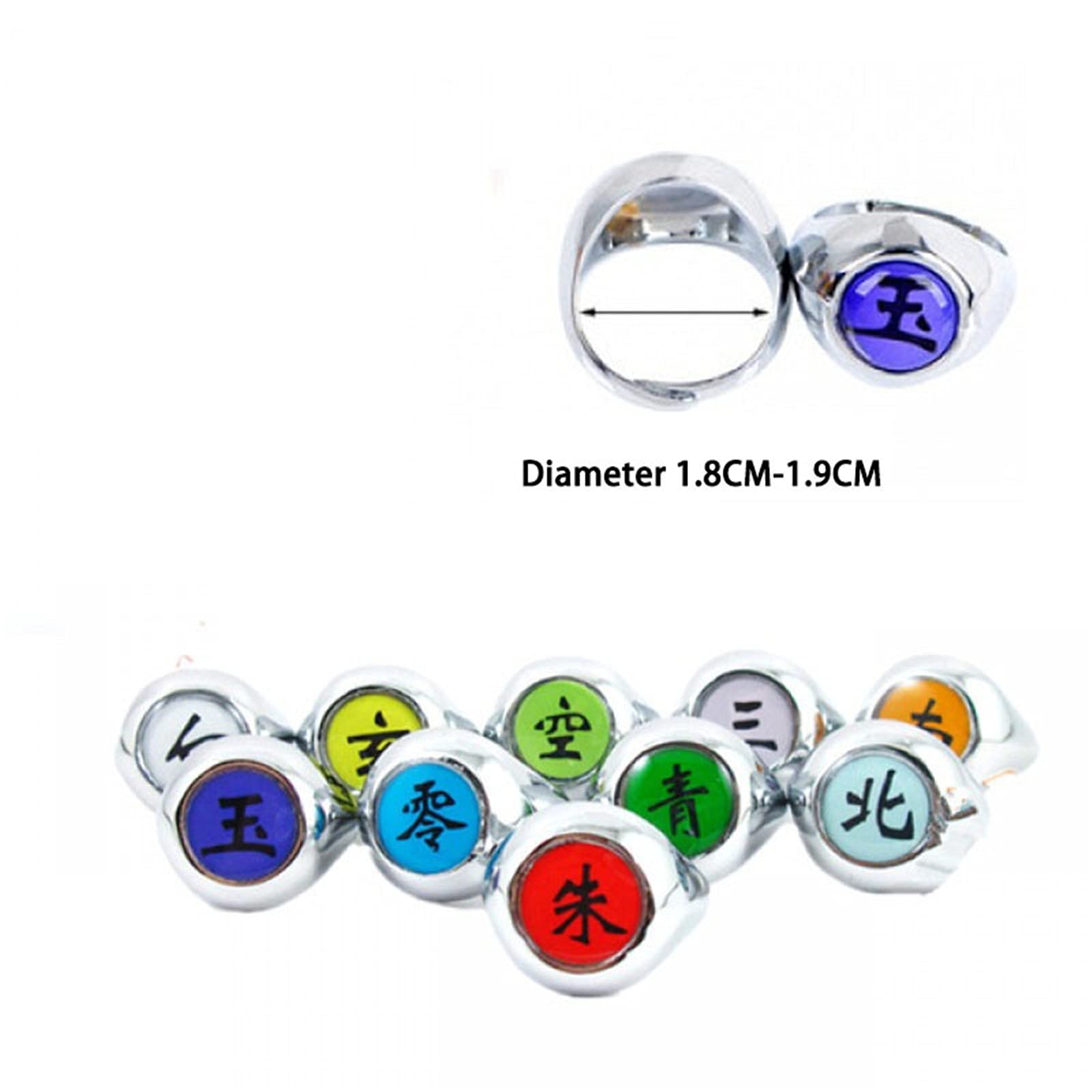 WFLWLHH 10 Pcs Naruto Rings Set, Sharingan Itachi Rings Cosplay with