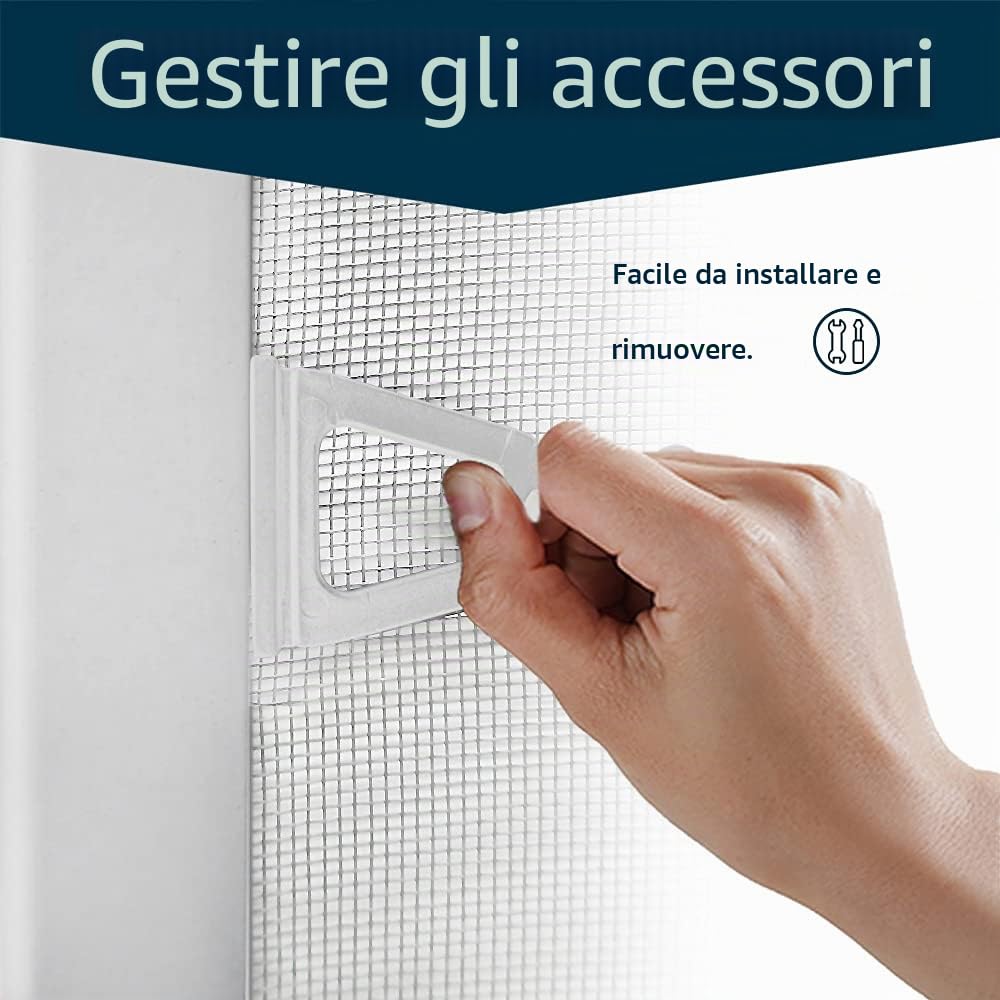 Aufun - Zanzariera per finestra, con telaio di bloccaggio, in alluminio e fibra di vetro, Bianco