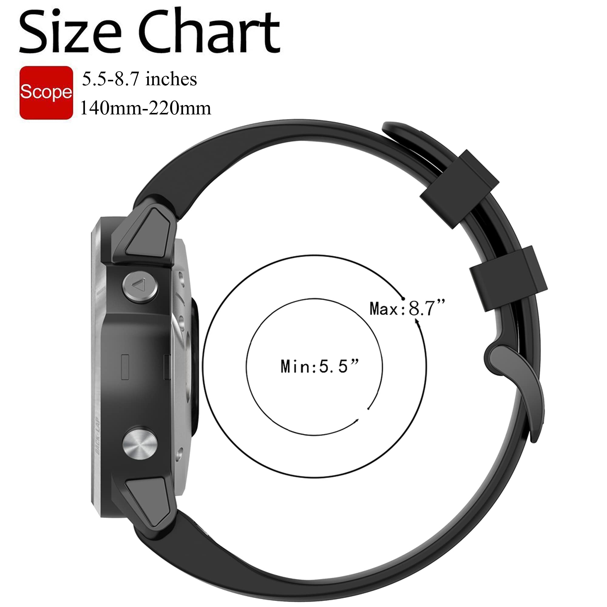 Bracelet pour Garmin Fenix 7S/6S/5S, bracelet de rechange en silicone souple pour montre intelligente Garmin Fenix 7S Pro/6S Pro/5S Plus/D2 Delta S