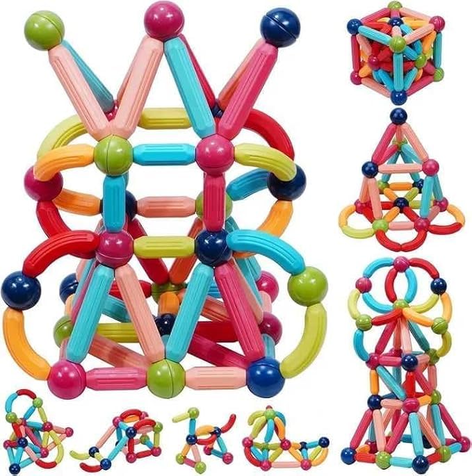 KRIREEN Magnetic Building Sticks Blocks Kids Toys, Learning Sticks and Balls, Activities Toys for Toddlers, 3+ Years Old Boys and Girls, Best Gift for Kids & Children, (Pack of 1), (36pcs) 1