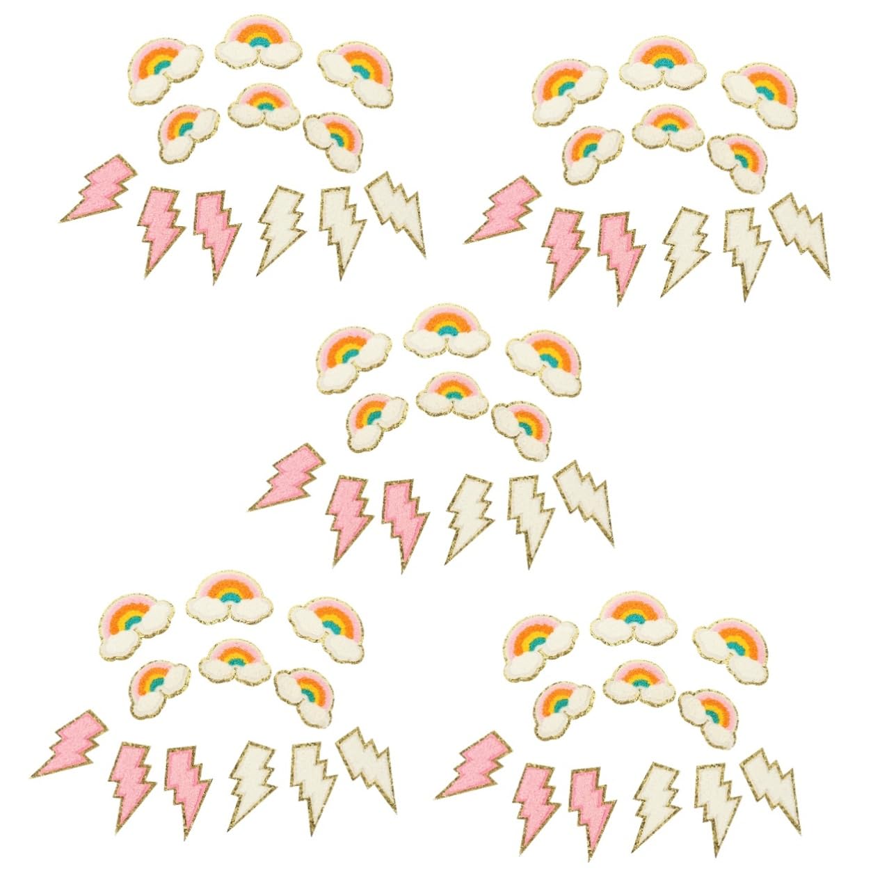 ARTIBETTER 5 Ensembles Patches Brodés Arc Ciel Créatifs Pour Vêtements Diy Appliques Décoratives Thermocollantes Pour Réparation Et Personnalisation 12 Pièces * 5
