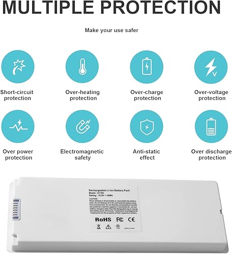 Miniatura 4 de ARyee Batería de repuesto para computadora portátil de 59 Wh 10.8 V A1185 para Apple MacBook 13 A1181 MA561 MA254 MA255 MB402 MB061 MB062