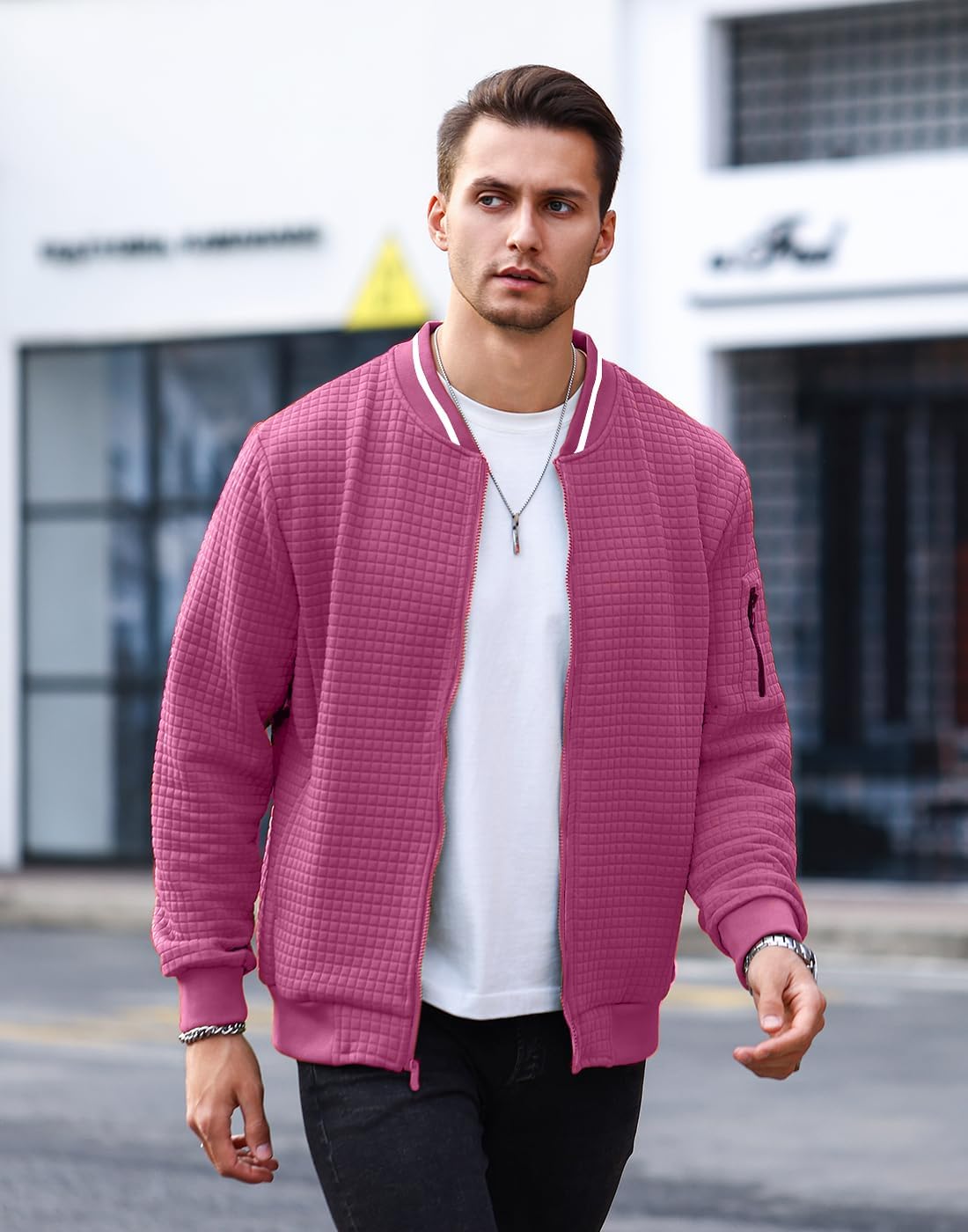 Mens Casual Jacket Lightweight Jacket Varsity Coat - Image 2