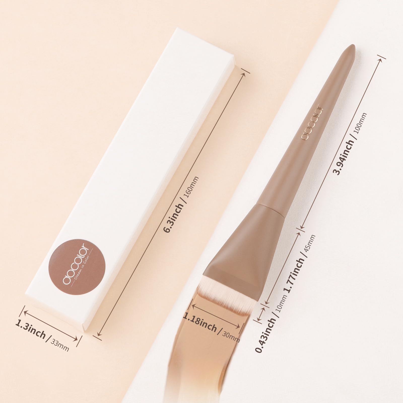 Docolor Brocha Plana para Maquillaje Líquido, Brocha Ultrafina Facial Profesional Premium para Base Líquida y Cremas, Herramienta de Korean Maquillaje Facial Delgada con Diseño Plano, Color Caqui