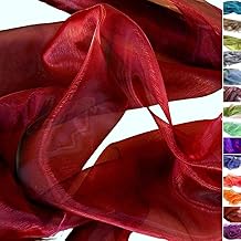 TOLKO 1 m Organza Fabrics for Sewing, Sold by the Metre, Touch Delicate, Fine, Transparent, for Decorating Crafts, 145 cm Wide, Light Shine Fabric for Curtains, Tablecloths, Decorative Scarves (Red Black)