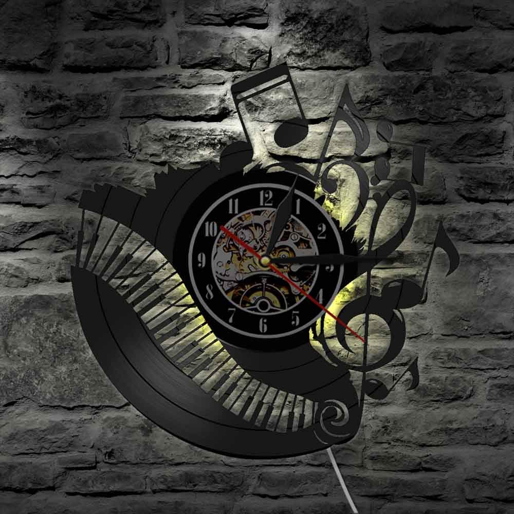 Dia 30cm Musica classica Orologio da parete in vinile da parete Note musicali Orologio da parete con grammofono Decorazioni per la casa Decorazioni per camerette Musicista Pianista Regalo per insegn
