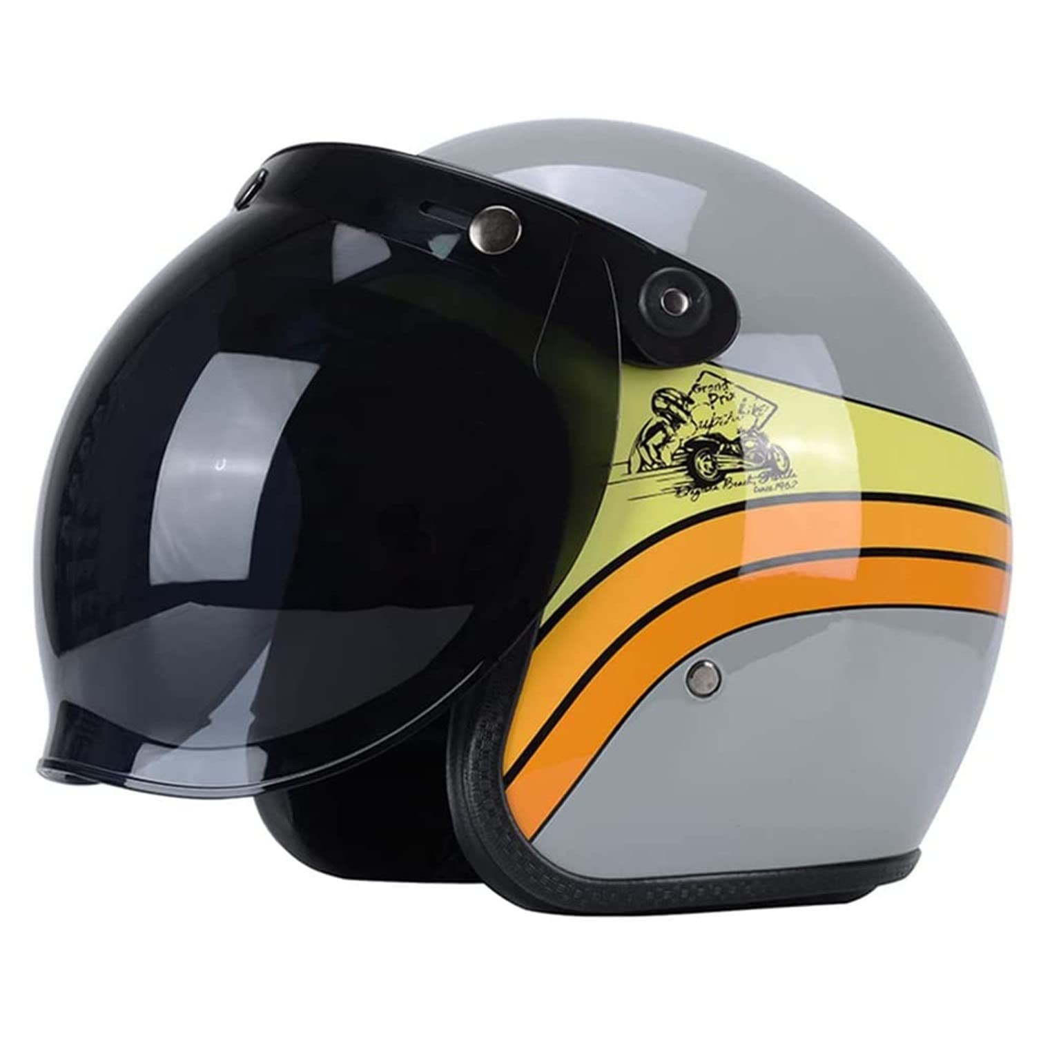 Semi-Ouvert Jet Casque ECE Homologué Casque Moto Demi-Jet et Scooter Compact Anti Scratch Visiere Hommes et Femme Adulte Confortable et Perméable a L'air Doublure Intérieure