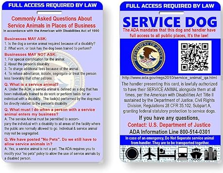 Just 4 Paws Service Dog ID Information Card | Includes Registration to U S Service Dogs Registry