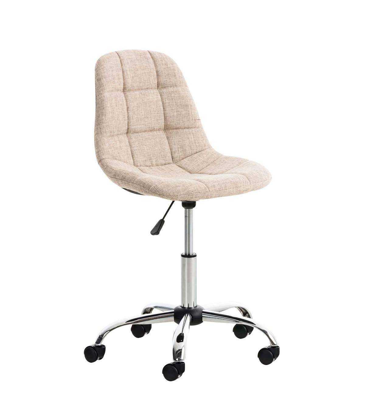 Height-Adjustable Fabric Office Desk Study Chair in Cream Color