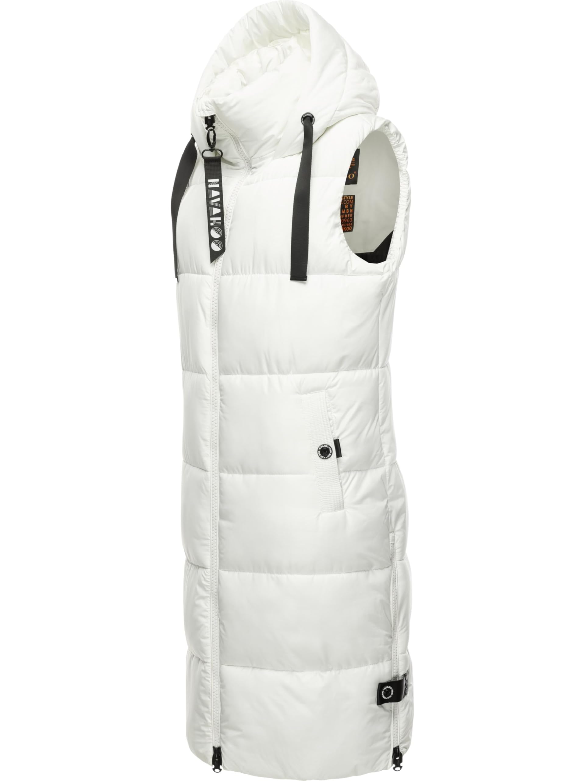 Navahoo Mouwloos lang outdoorvest voor dames, warme winterjas, snuffels, XS- 3XL, zwart, L