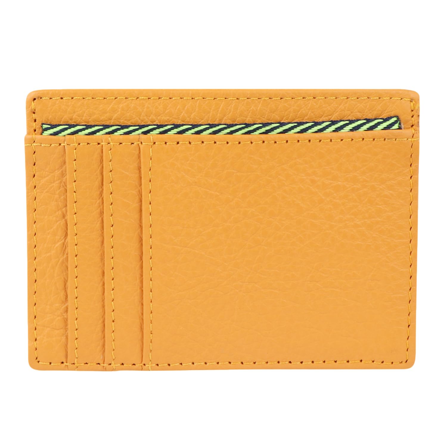 dezire crafts Slim Leather Card Holder for Men | 8 Card Slots | Minimalist Wallet for Daily Use | Yellow, Brown & Black (Yellow)-picture-37