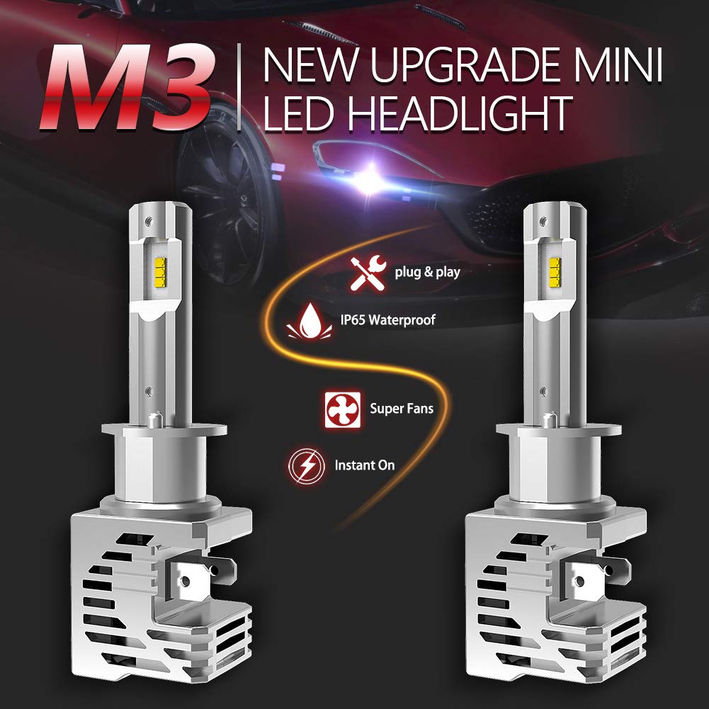 H1 zestaw do konwersji żarówek LED do reflektorów halogenowych zamiennik wysokowydajnej 55 W dwustronne chipy ZES 10 000 lm i 6500 K ksenonowe białe DC 9 V - 32 V (2 sztuki)
