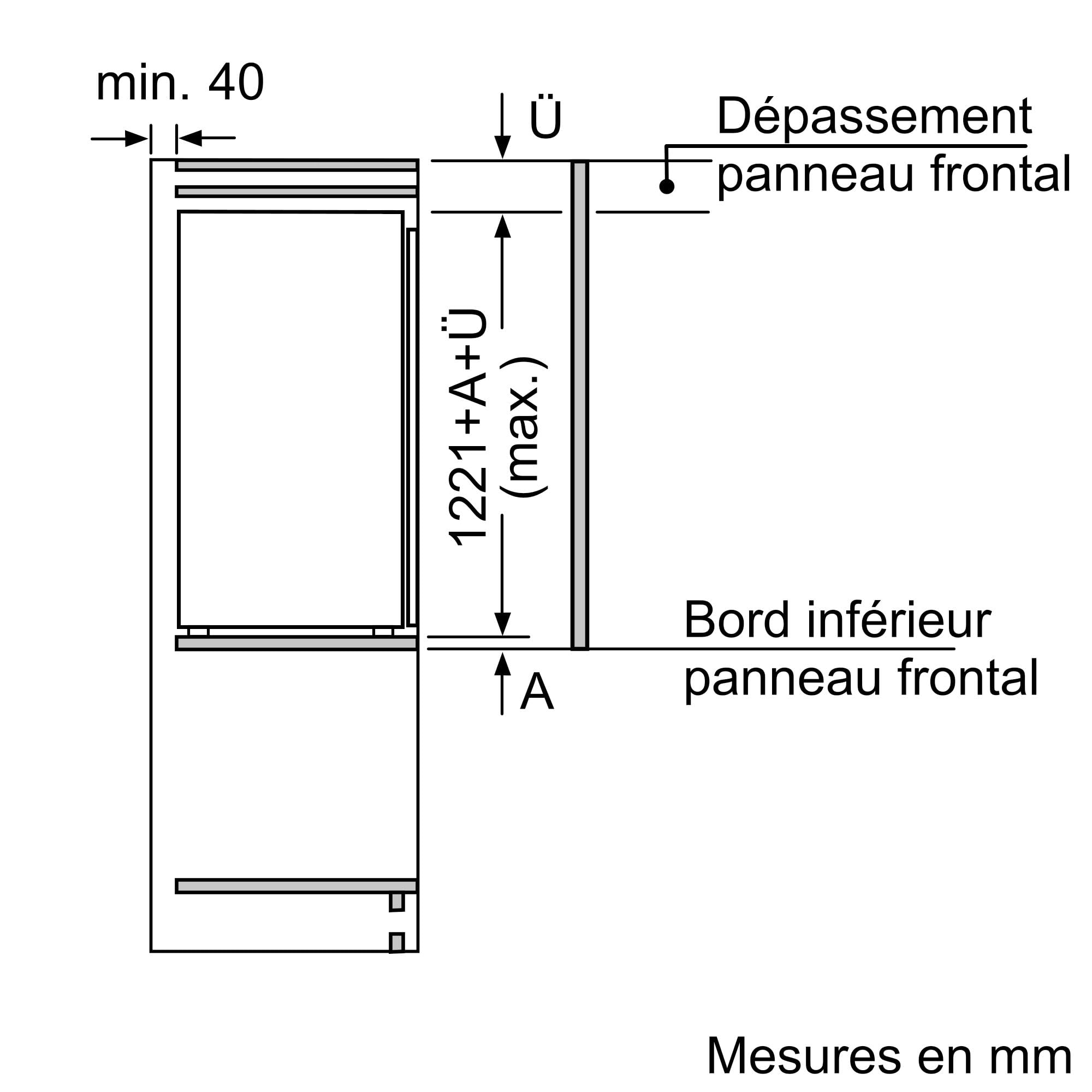 Bosch Série 2 KIR41NSE0 Réfrigérateur Encastrable 122,1 x 54,1 cm 204 L