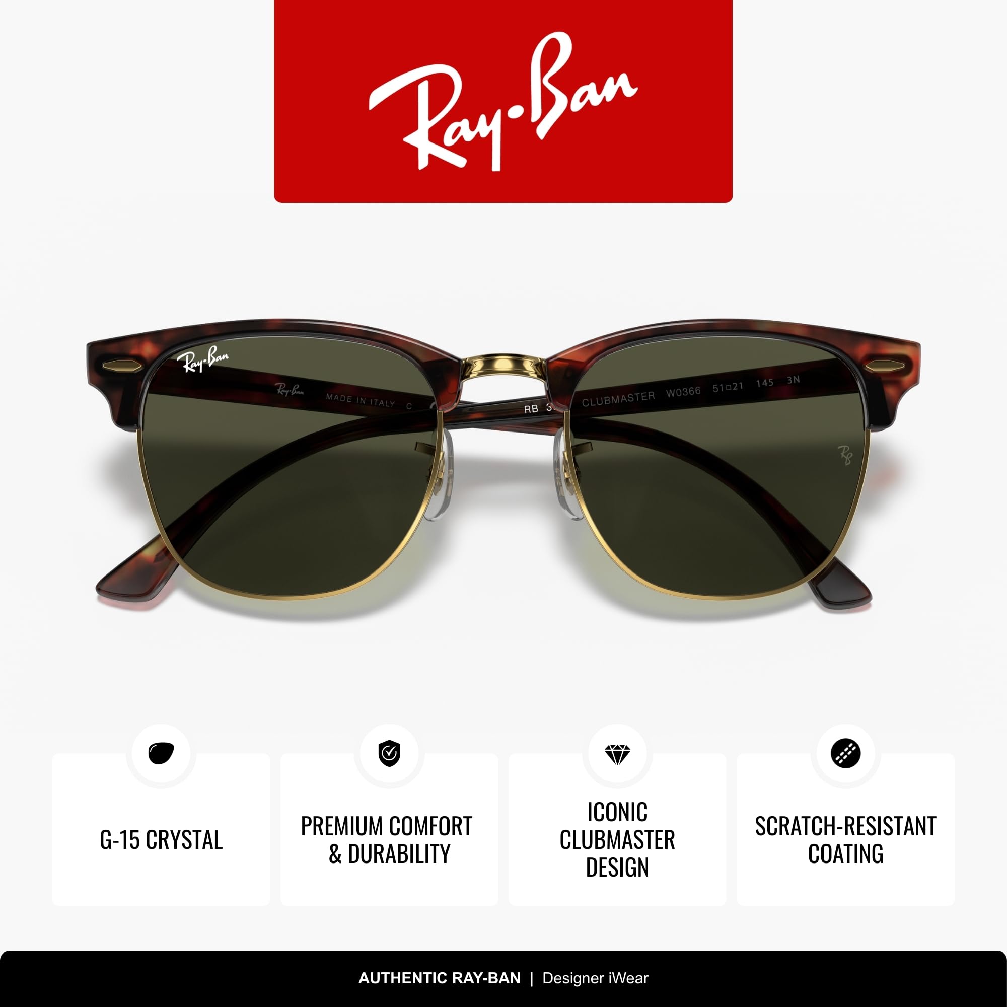 Ray-Ban Clubmaster Occhiali da sole Donna (Pacco da 1)