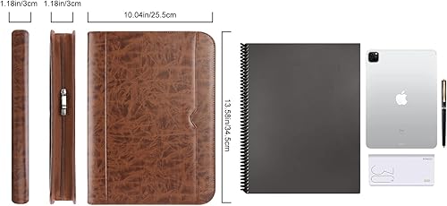 Miniatura 6 de ProCase Portafolio Carpeta de negocios con cremallera, archivo ejecutivo para reuniones de conferencias, organizador de documentos legales con