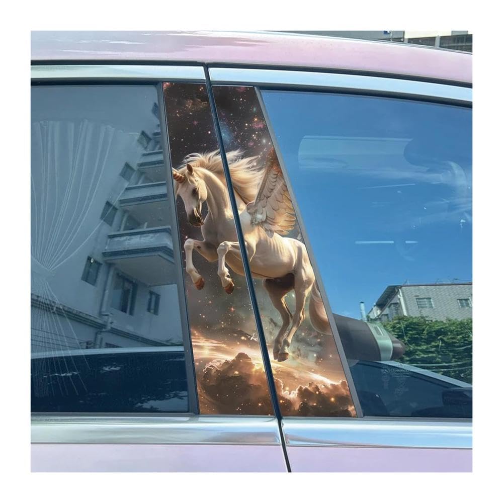 Body Parts 2pcs Drop Pegasus Unicorn Auto B-Pillar Stickers Car Center Column Decoration Decals(D)